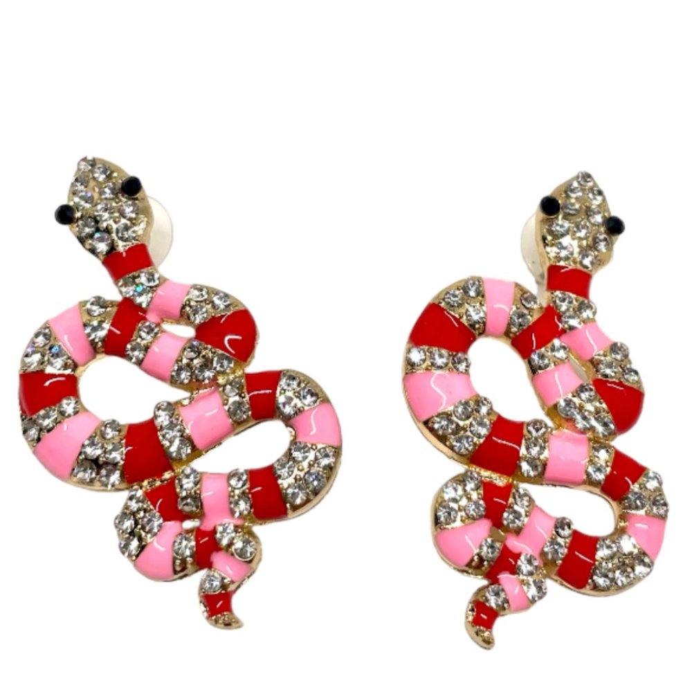 ⭐️💍💍 FREE Snake Serpent Rhinestone Boho Peasant Hipster Hippie Deco Earrings